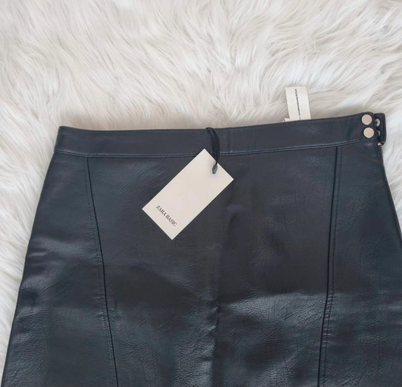 ZARA Jupe A-ligne en cuir Noir - Neuf avec étiquette (Taille L) – photo 2
